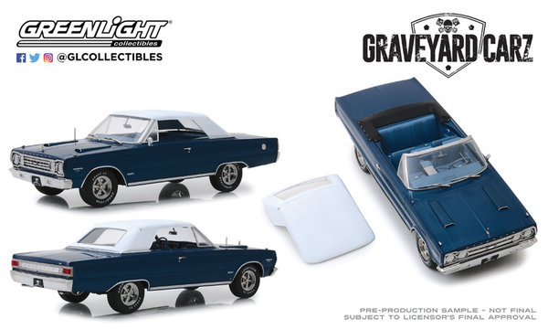1967 Plymouth Belvedere GTX Convertible blau weiß Graveyard Carz 1:18 Greenlight